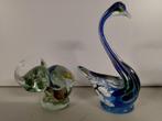 Prachtige miniatuur glas sculpturen zwaan en olifant, Antiek en Kunst, Ophalen of Verzenden