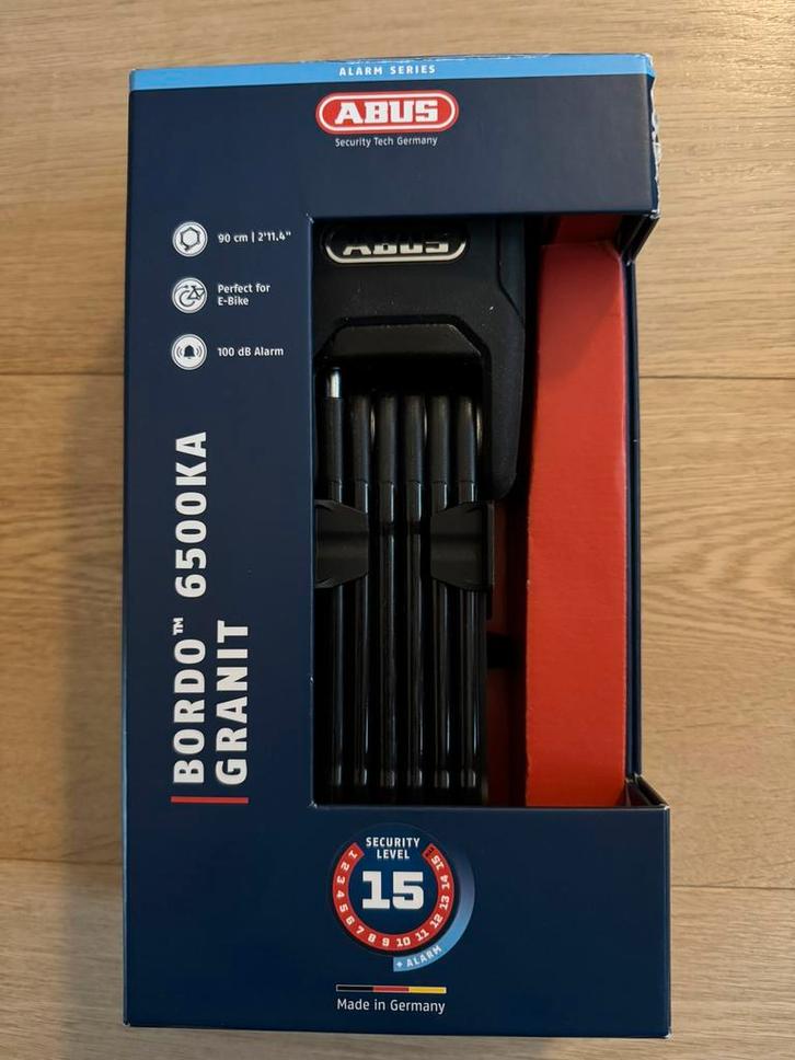 ABUS Bordo 6500 KA hangslot (ingebouwd alarm van 100 db), Fietsen en Brommers, Fietsaccessoires | Fietssloten, Nieuw, Vouwslot