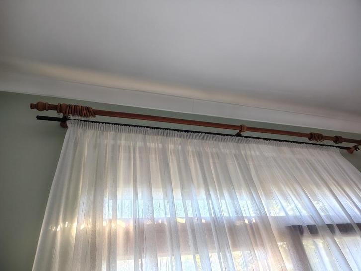 dubbel gordijnsysteem, Huis en Inrichting, Stoffering | Gordijnen en Lamellen, Gebruikt, 200 cm of meer, 150 tot 200 cm, Wit, Beige
