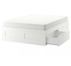 Ikea brimnes bedframe met lattenbodem en 4 lades 160x200cm, Ophalen of Verzenden, Zo goed als nieuw, Twijfelaar, Bedbodem