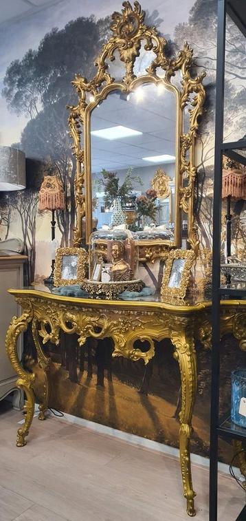 Prachtige louis XV Rococo console met spiegel  
