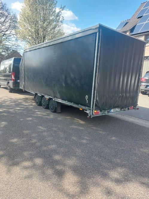 Gesloten kantelbare autotrailer met schuifzeilen 3500kg mtm, Auto diversen, Aanhangers en Bagagewagens, Zo goed als nieuw, Ophalen