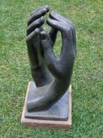 statue art moderne 2 mains en fonte pat bronze sur socle ., Jardin & Terrasse, Statues de jardin, Abstrait, Enlèvement ou Envoi