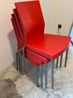 4 Rode kunststof stoelen samen 50€, Maison & Meubles, Chaises, Synthétique, Enlèvement, Utilisé, Rouge