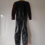 RICHA vintage zwarte jumpsuit van dik leer met 2 lijnen, Combipak