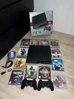 playstation 3 slim 320gb met accessoires + doos, Games en Spelcomputers, Ophalen, Met games, Met 2 controllers, 320 GB