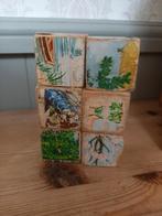 6 oude puzzelblokjes gebruikt als decoratie bij pop en beer, Enlèvement ou Envoi