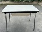 Table avec tiroir pieds chrome, 45 à 60 cm, Rectangulaire, Bois, Utilisé