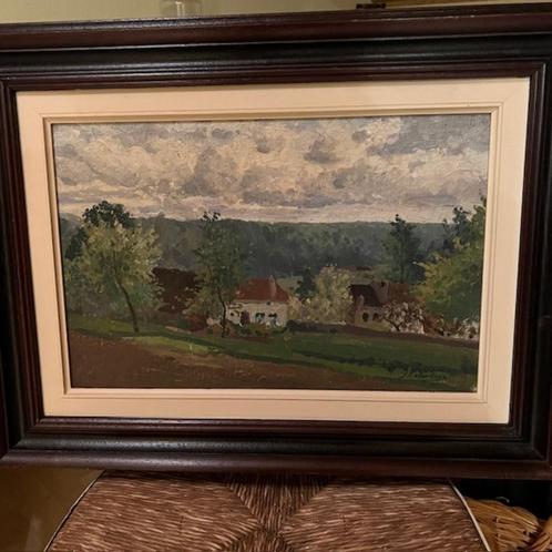 schilderij: huisjes op de heuvel, Antiek en Kunst, Kunst | Schilderijen | Klassiek, Ophalen