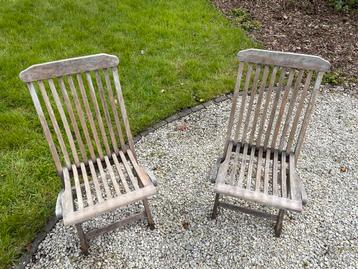 4 chaises de jardin en teck + coussins