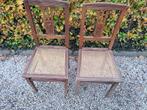 2 Vintage houten stoelen met geweven rieten zitting, Antiek en Kunst, Ophalen