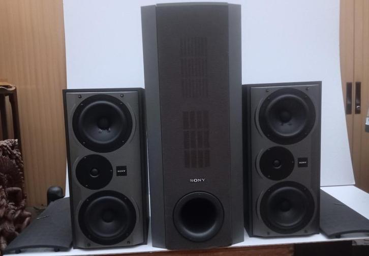SONY speakers 200 Watt + active super woofer 190 Watt, Audio, Tv en Foto, Luidsprekerboxen, Gebruikt, Front, Rear of Stereo speakers