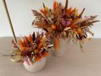 Keramiek bloempotten met droogbloemen (2 stuks), Tuin en Terras, Binnen, Rond, Gebruikt, Minder dan 25 cm