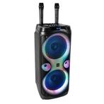 Bluetooth speaker met accu en lichteffecten en microfoons, Ophalen of Verzenden, Nieuw, Microfoon(s)