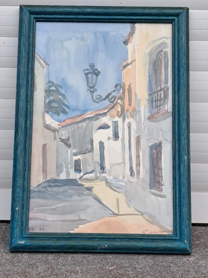 aquarelle nerja 1996 signe walter jonckheere, Antiquités & Art, Art | Peinture | Classique, Enlèvement ou Envoi