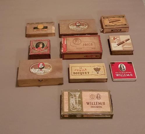 set van 10 oude sigarenkistjes, Collections, Articles de fumeurs, Briquets & Boîtes d'allumettes, Enlèvement