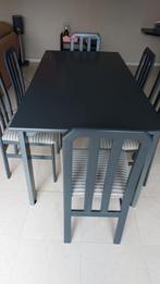 Eettafel in hout 1,70m x 0,88m met 6 stoelen, Huis en Inrichting, Tafels | Eettafels, 50 tot 100 cm, 150 tot 200 cm, Gebruikt