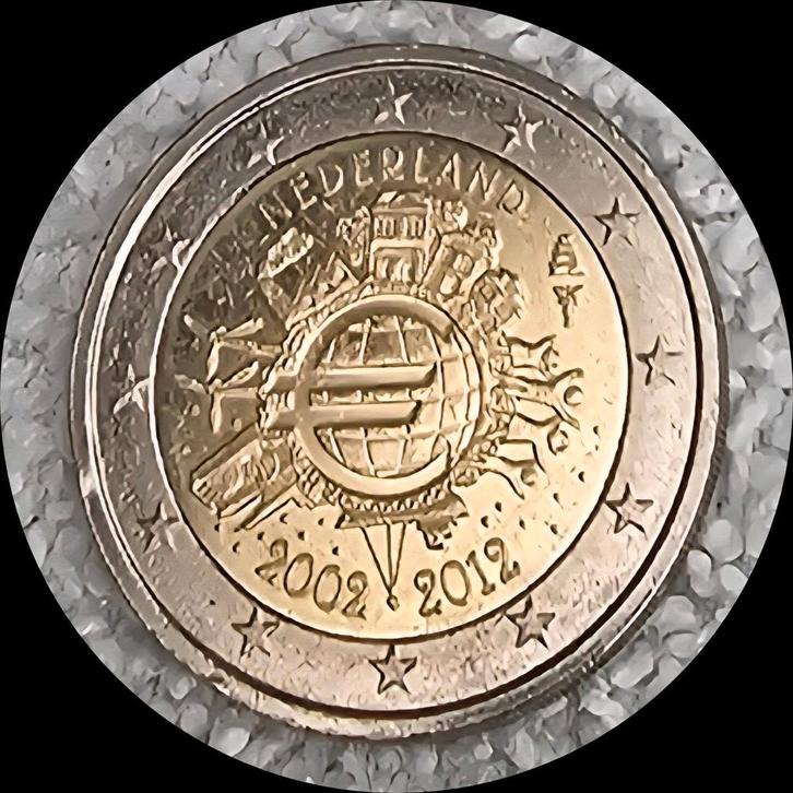 2 euro herdenkingsmunt nederland 10 jaar euro 2012, Postzegels en Munten, Munten | Europa | Euromunten, Losse munt, 2 euro, Ophalen of Verzenden