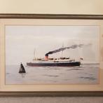 Aquarel Fred Johnson, havenzicht, Antiek en Kunst, Ophalen of Verzenden