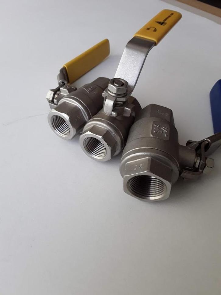 Bolkranen inox 316   1/2 -3/4 duim samen 3 stuks nieuw, Doe-het-zelf en Bouw, Sanitair, Nieuw, Overige typen, Inox, Ophalen of Verzenden
