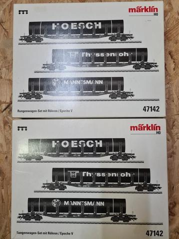 Märklin 47142 rongenwagenset 2 stuks buizentransport in okt beschikbaar voor biedingen