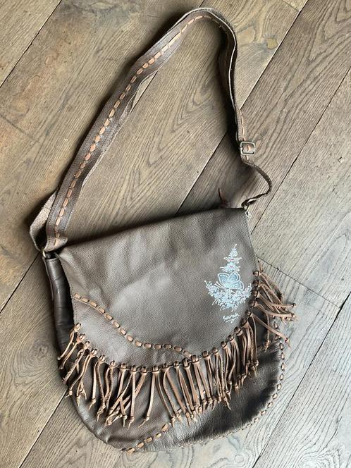 Lederen platte tas voor crossover, Handtassen en Accessoires, Tassen | Schoudertassen, Zo goed als nieuw, Overige merken, Bruin
