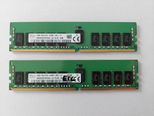 2x 16 GB RAM (32 GB) R-DIMM ECC DDR-4 2400 MHz, Computers en Software, RAM geheugen, Gebruikt, Server, 32 GB, DDR4, Ophalen of Verzenden
