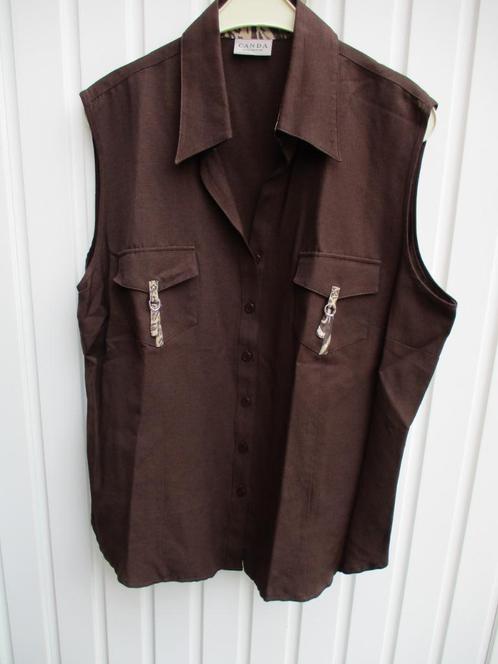 Bruin hemd / gilet met kraag / debardeur mt 48 - 50, Kleding | Dames, Grote Maten, Nieuw, Blouse of Tuniek, Bruin, Ophalen of Verzenden