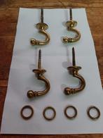4 gordijnhaken en 4 gordijnringen in messing,vintage, Enlèvement ou Envoi