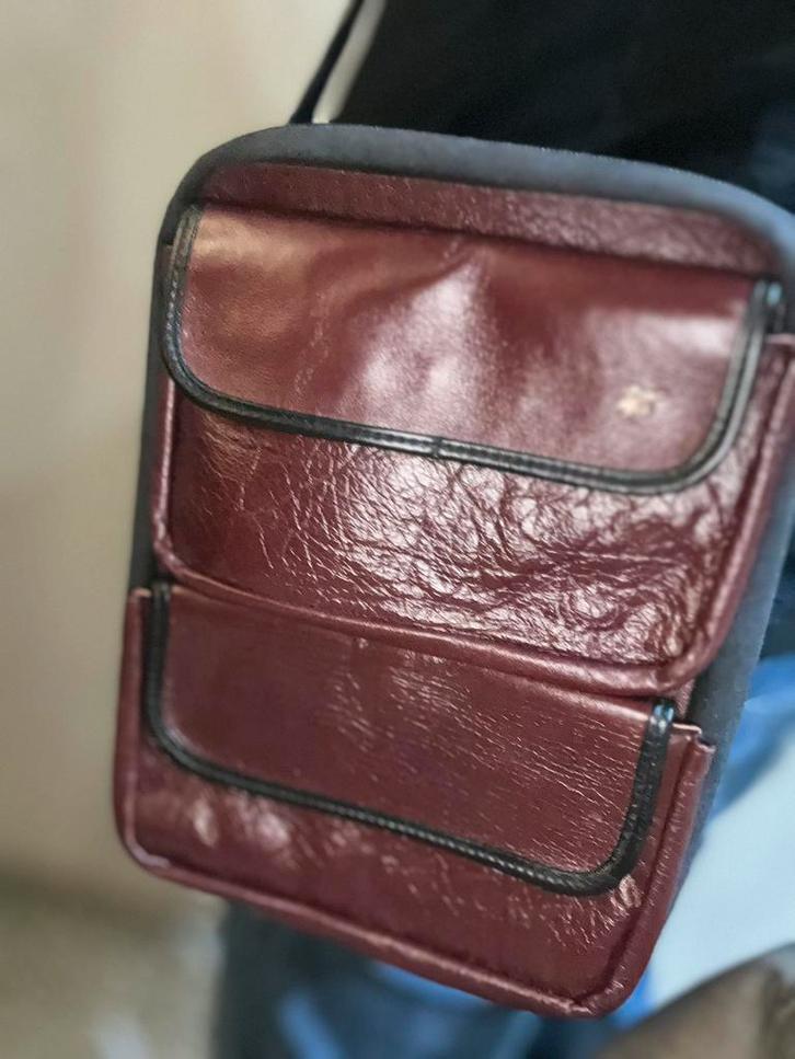 Sac photo vintage en cuir véritable, Handtassen en Accessoires, Tassen | Reistassen en Weekendtassen, Zo goed als nieuw, Ophalen of Verzenden