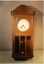 Mooi Antieke Houten Wandklok met slinger - 80x34x17, Ophalen of Verzenden