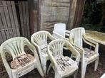 Gratis witte tuinstoelen uit kunststof - 6 stuks, Tuin en Terras, Ophalen, Gebruikt, Kunststof, Stapelbaar
