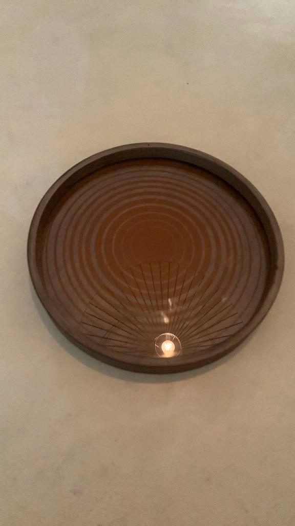 2 kleine dienbladen - Ethnicraft  organic, Huis en Inrichting, Woonaccessoires | Dienbladen, Gebruikt, Hout, Rond, Ophalen of Verzenden