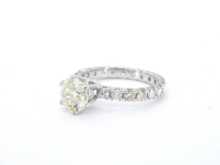 Witgouden alliance ring in solitaire zetting met natuurlijke, Handtassen en Accessoires, Ringen, Zo goed als nieuw, Dame, Kleiner dan 17