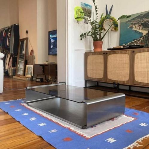 Table basse Design Verre Chrome vintage 70s, Huis en Inrichting, Tafels | Salontafels, Gebruikt, Minder dan 50 cm, 50 tot 100 cm