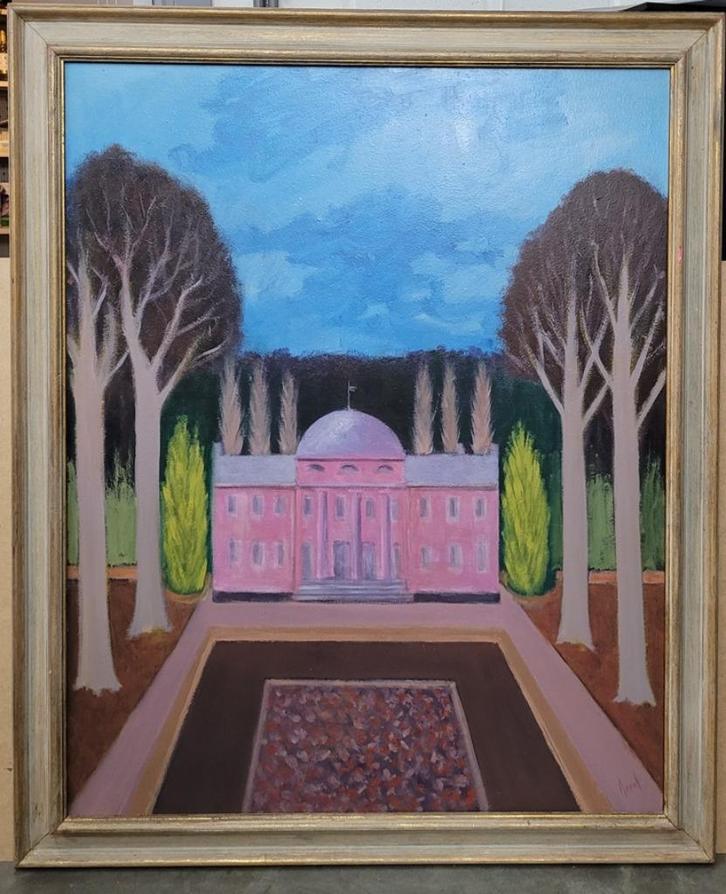 Robert ARENS, het roze kasteel, Antiek en Kunst, Kunst | Schilderijen | Klassiek, Ophalen