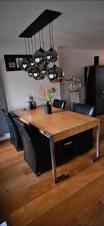 Tk eettafel en bijbehorende salontafel en stoelen, Ophalen, Zo goed als nieuw, Eikenhout