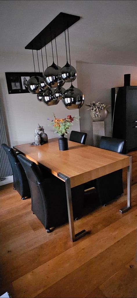 Tk eettafel en bijbehorende salontafel en stoelen, Huis en Inrichting, Tafels | Eettafels, Zo goed als nieuw, Eikenhout, Ophalen