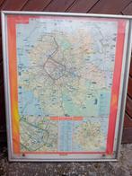 Panneau plan STIB MIVB dans cadre vitré région de Bruxelles, Collections, Enlèvement ou Envoi, Utilisé, Bus ou Métro, Carte ou Gravure