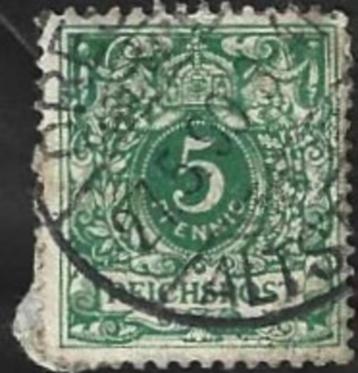 1 Postzegel Duitse Rijk 1889 Cijfer kroon/adelaar in ovaal beschikbaar voor biedingen