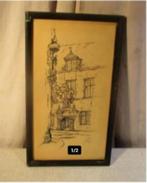 Mooie Oude Pentekening - Rockoxhuis - Ballie, Antiek en Kunst, Kunst | Tekeningen en Fotografie, Ophalen of Verzenden