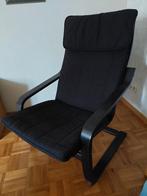 zetel Ikea Poang zwart hout met zwart kussen, Ophalen, Hout, 75 tot 100 cm, Zo goed als nieuw