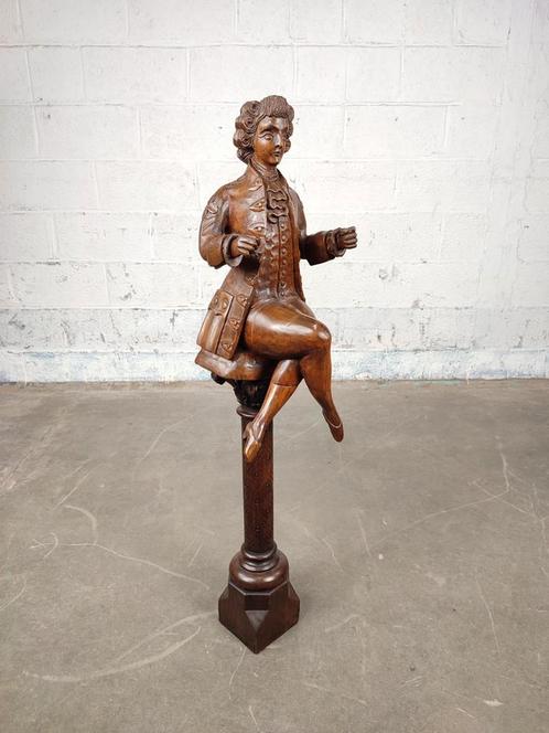 Groot antiek houten Mozart beeld, Antiek en Kunst, Kunst | Beelden en Houtsnijwerken, Ophalen