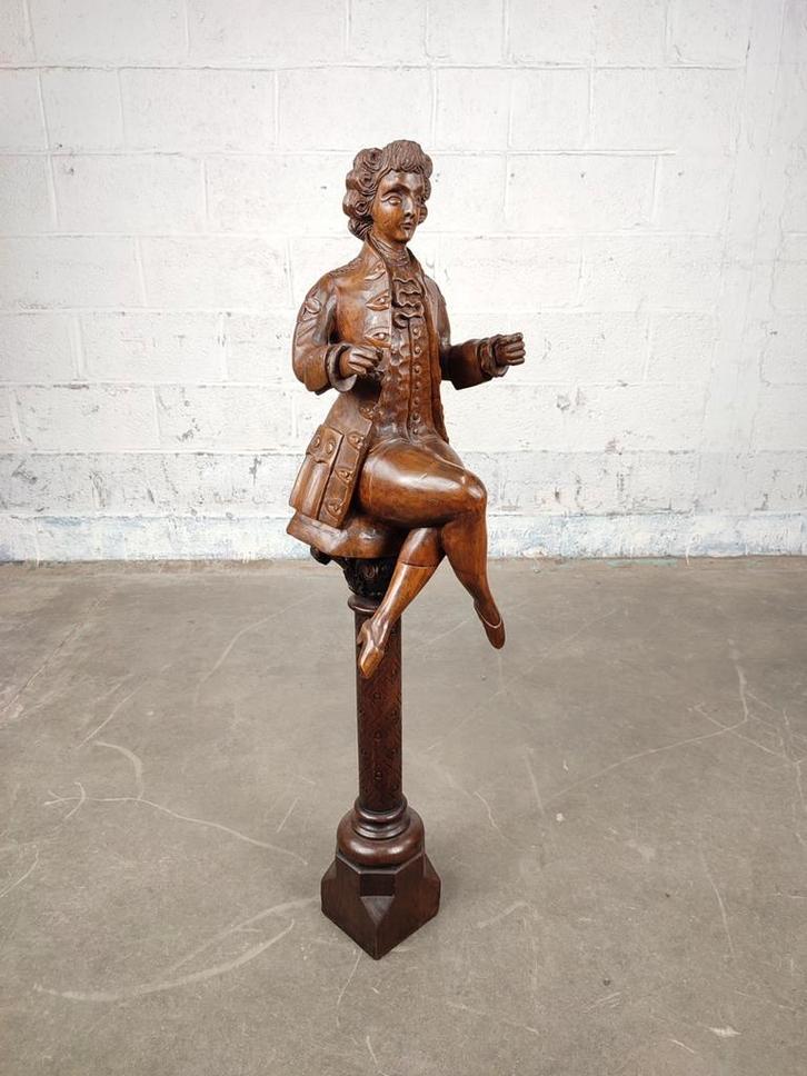 Groot antiek houten Mozart beeld, Antiek en Kunst, Kunst | Beelden en Houtsnijwerken, Ophalen