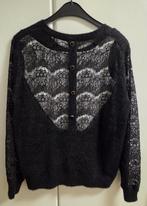 Zwarte trui met ronde hals en kanten mouwen, maat M, Kleding | Dames, Gelegenheidskleding, Ophalen of Verzenden, Zo goed als nieuw