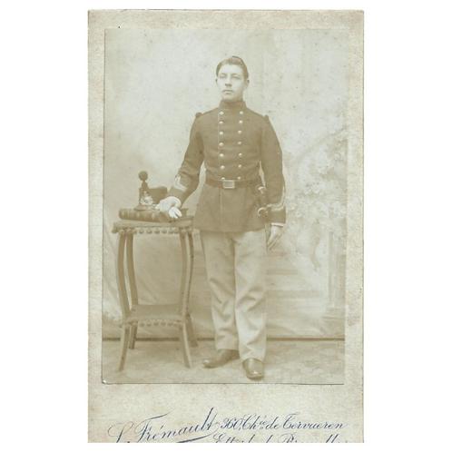 CDV Belgisch soldaat - Etterbeek, Verzamelen, Militaria | Algemeen, Landmacht, Foto of Poster, Ophalen of Verzenden