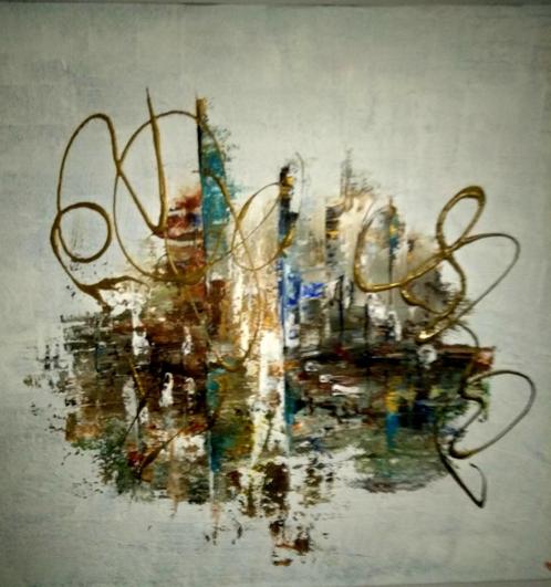 Abstract acrylschilderij 50x50cm (LiRa-Art), Antiquités & Art, Art | Peinture | Abstraite, Enlèvement