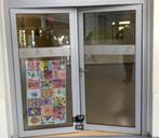 reynaers partij dubbele deuren alu grijs met veiligheidsglas, Ophalen, Gebruikt, Buitendeur