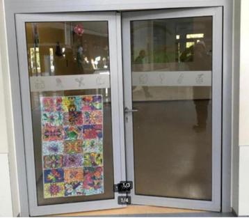 reynaers partij dubbele deuren alu grijs met veiligheidsglas beschikbaar voor biedingen