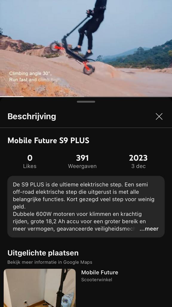 Elektrische step s9 plus mobile future, Fietsen en Brommers, Steps, Gebruikt, Elektrische step (E-scooter), Ophalen